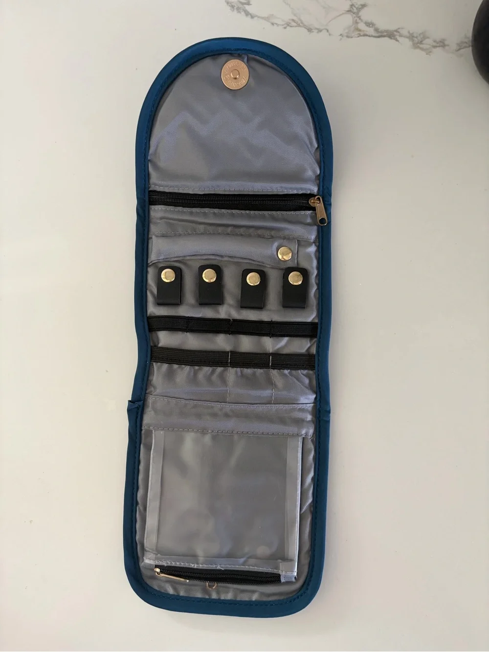 NWOT TEABAN Jewelry Travel Organizer Padded Protection Case Bow Teal Grey  New